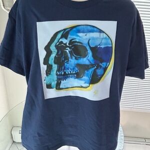 Hanes Navy Blue Skull Graphic Tee